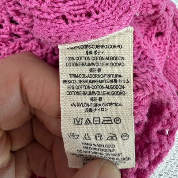 Free People Home Run Crochet Color block Cropped Sweater Size M Bohemian Hippie - Picture 8 of 11